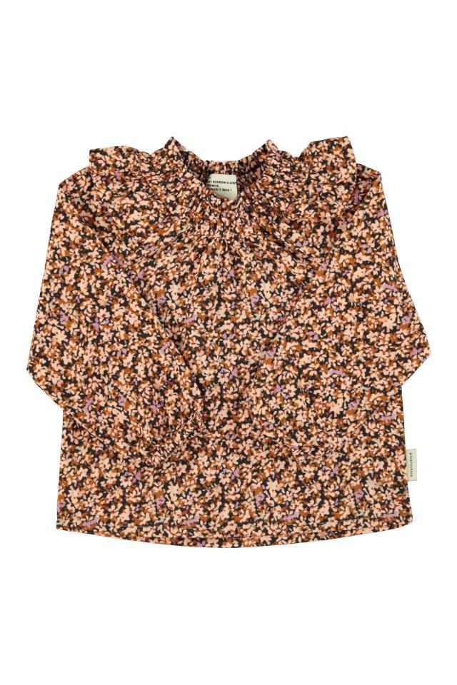 PIU BLOUSE LIGHT PINK&BROWN FLOWERS