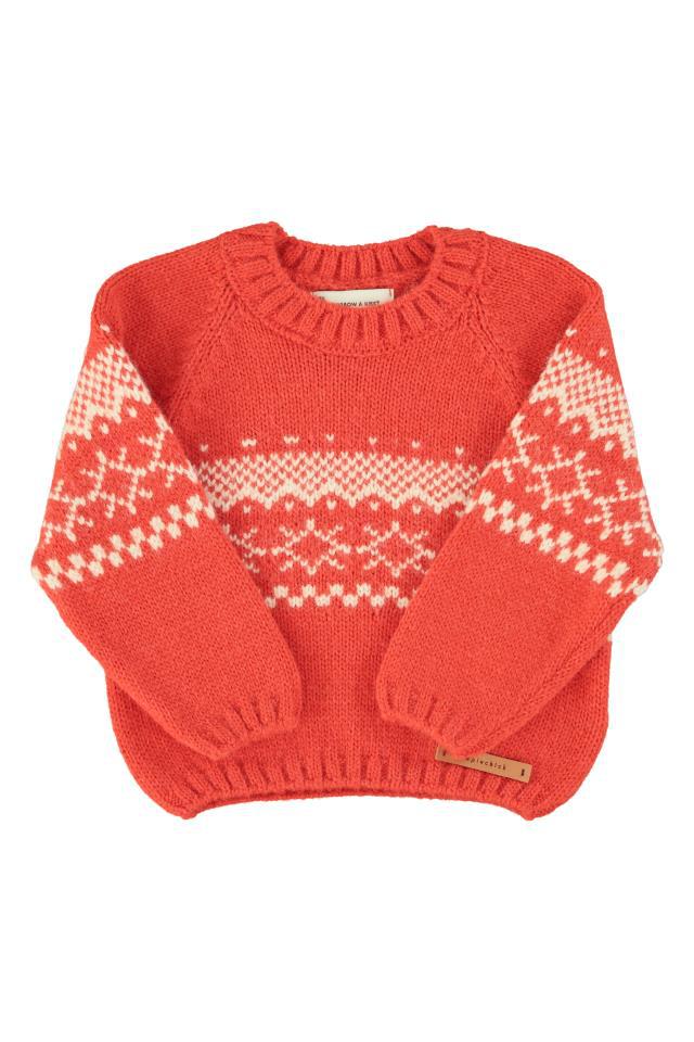 PIU JACQUARD SWEATER RED