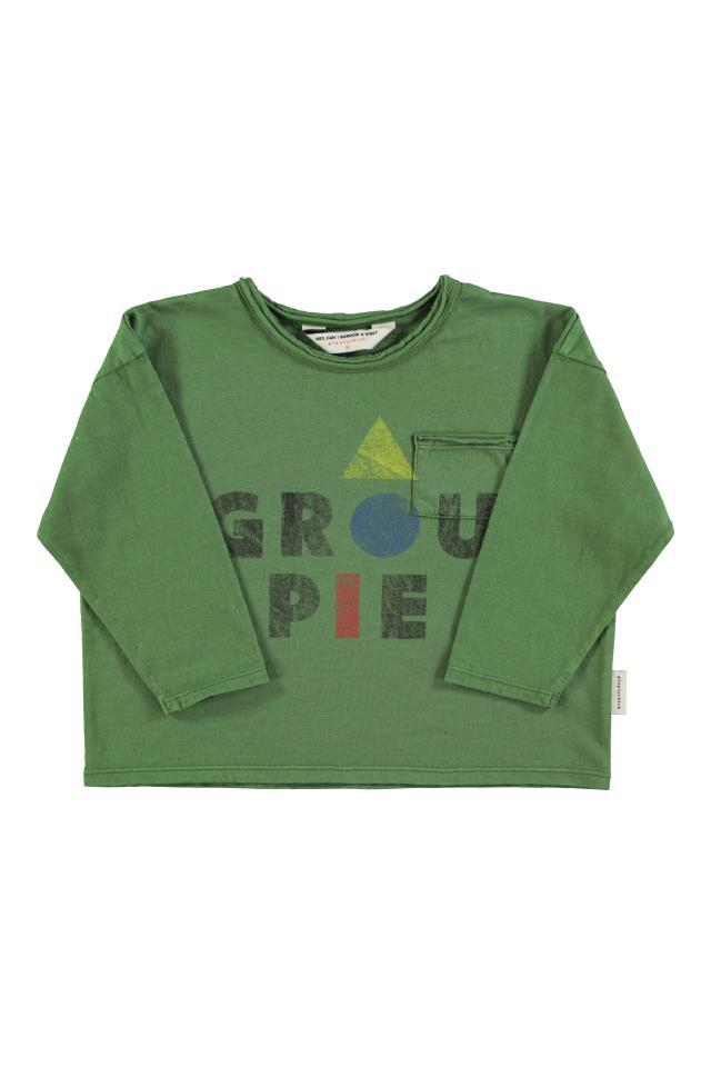 PIU LONGSLEEVE T´SHIRT DARK GREEN W GROUPIE PRINT