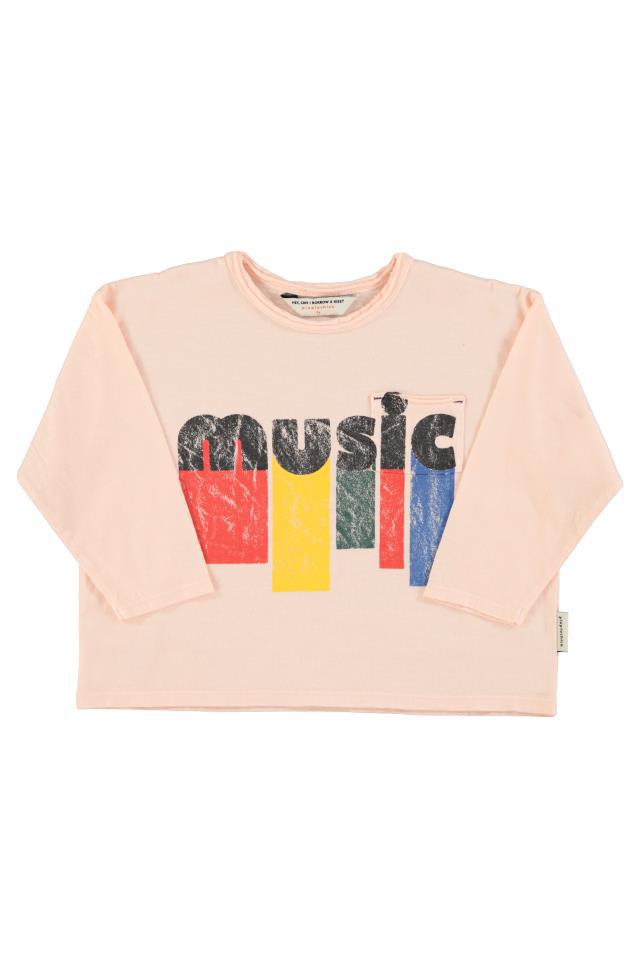 PIU LONGSLEEVE T´SHIRT LIGHT PINK W MUSIC PRINT