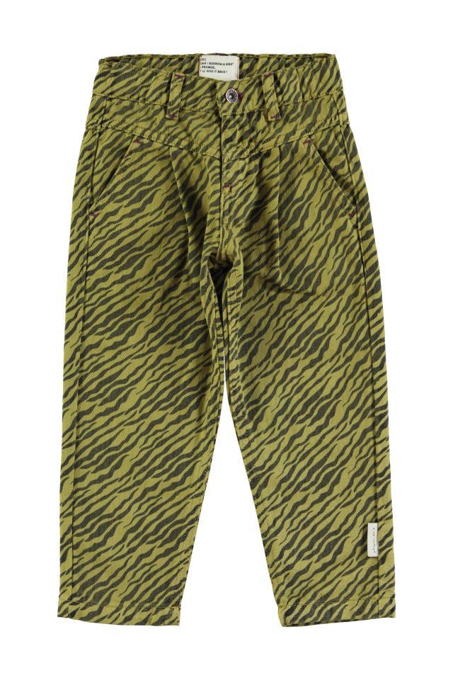 PIU MOM FIT TROUSERS OLIVE GREEN W ZEBRA PRINT