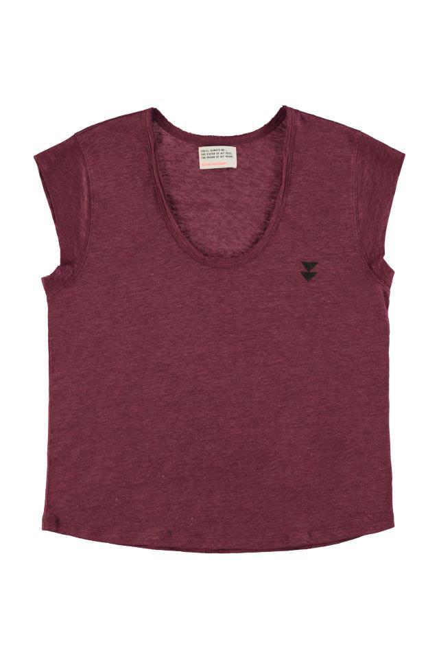 PIU SHORT SLEEVE T´SHIRT W DEEP ROUND NECK AUBERGI