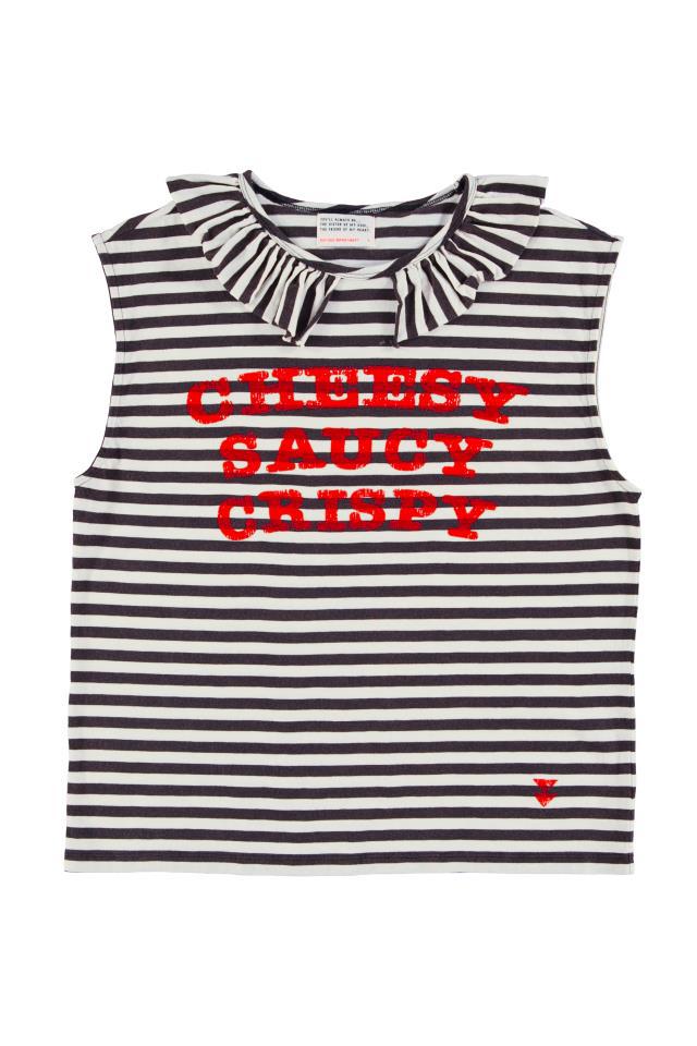 PIU SLEEVELESS T´SHIRT W PETTER PAN COLLAR ECRU