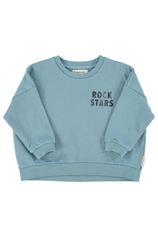 PIU SWEATSHIRT BLUE W ROCK STARS PRINT