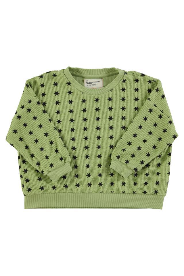 PIU SWEATSHIRT GREEN W BLACK STARS