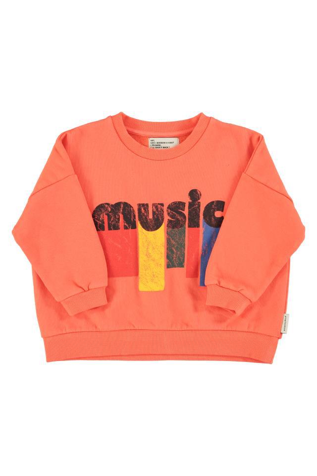 PIU SWEATSHIRT ORANGE W MUSIC PRINT