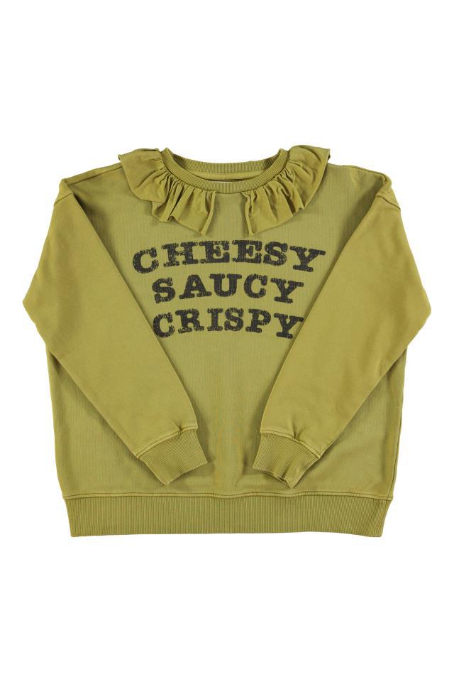 PIU SWEATSHIRT W PETER PAN COLLAR ARMY GREEN W CHE