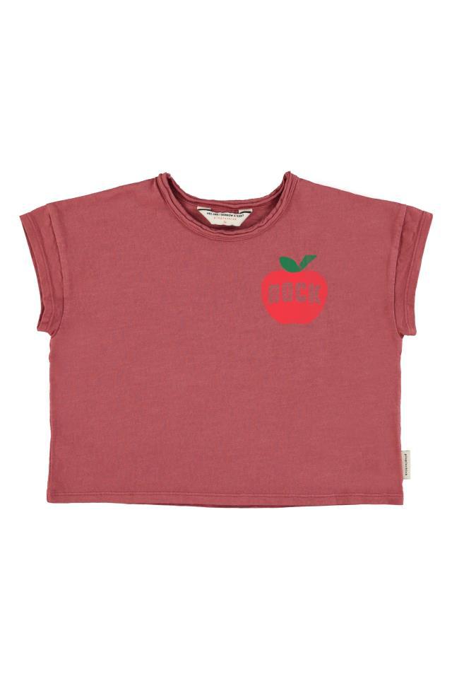 PIU T´SHIRT BORDEAUX W APPLE PRINT