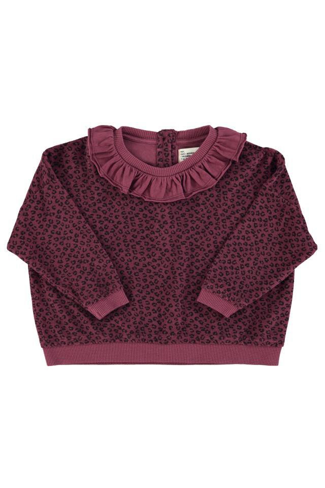 PIU TERRY COTTON SWEATSHIRT AUBERGINE W ANIMAL PRI