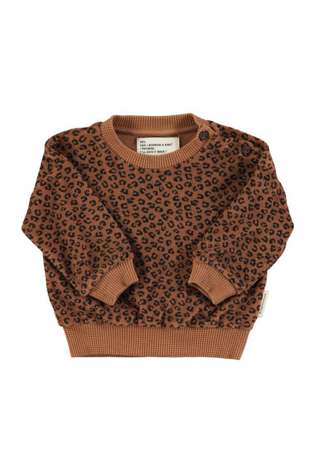 PIU TERRY COTTON SWEATSHIRT BROWN W ANIMAL PRINT