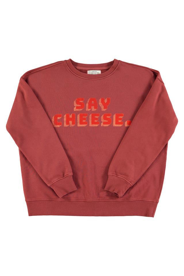 SISTERS SWEATSHIRT BORDEAUX W SAY CHEESE