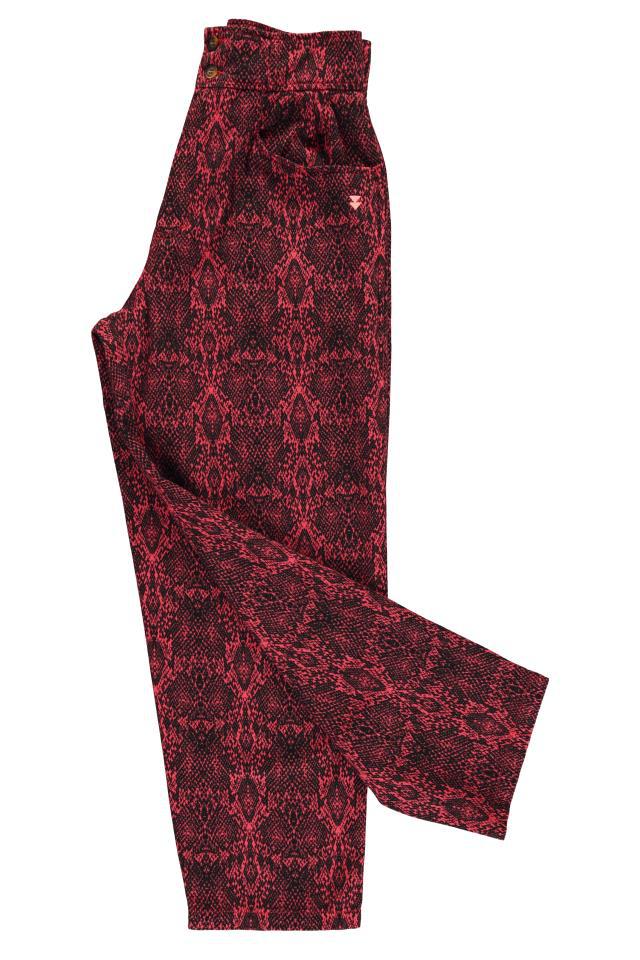 SISTERS TROUSERS RASPBERRY W/SNAKE PRINT