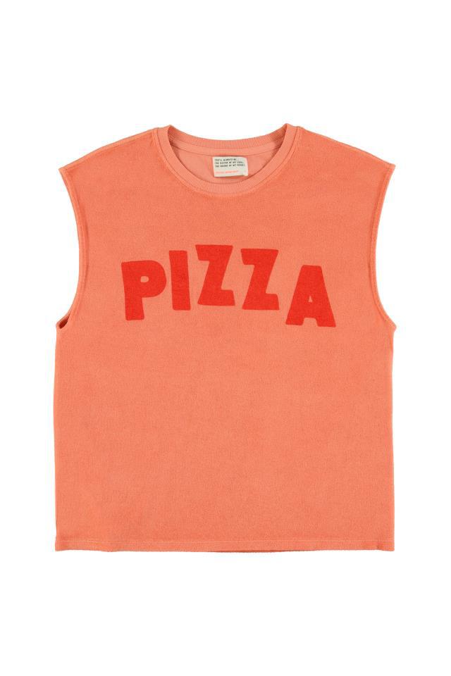 SISTERS SLEEVELESS T-SHIRT W ROUND NECK PEACH PIZZ