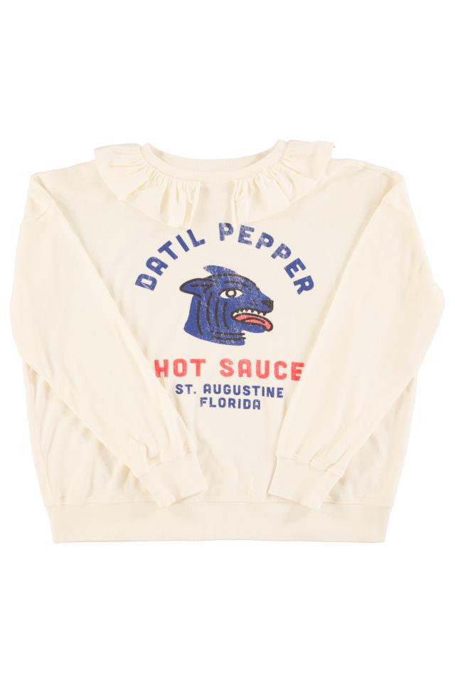 SISTERS SWEATSHIRT W PETER PAN COLLAR WHITE W DATI