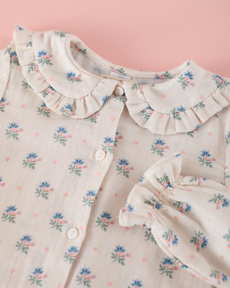 MC CAMISA NIÑA GASA FLOR AZUL Y ROSA
