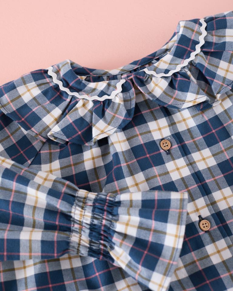 MC CAMISA NIÑA TARTAN AZUL TINTA