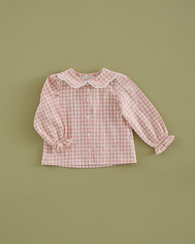 MC CAMISA PETALOS BORDADA VICHY CINNAMON