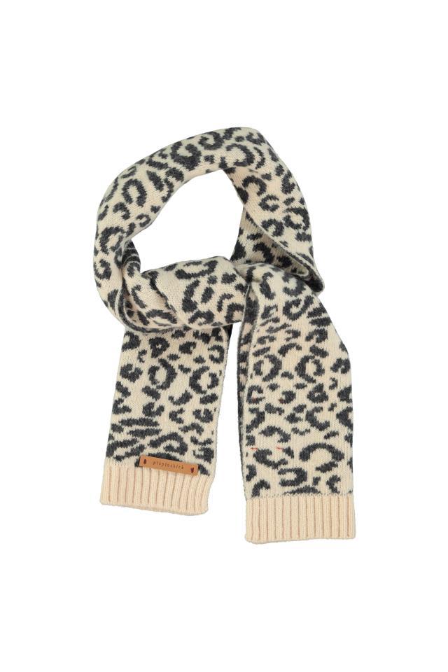 PIU KNITTED SCARF LIGHT PINK W ANIMAL PRINT
